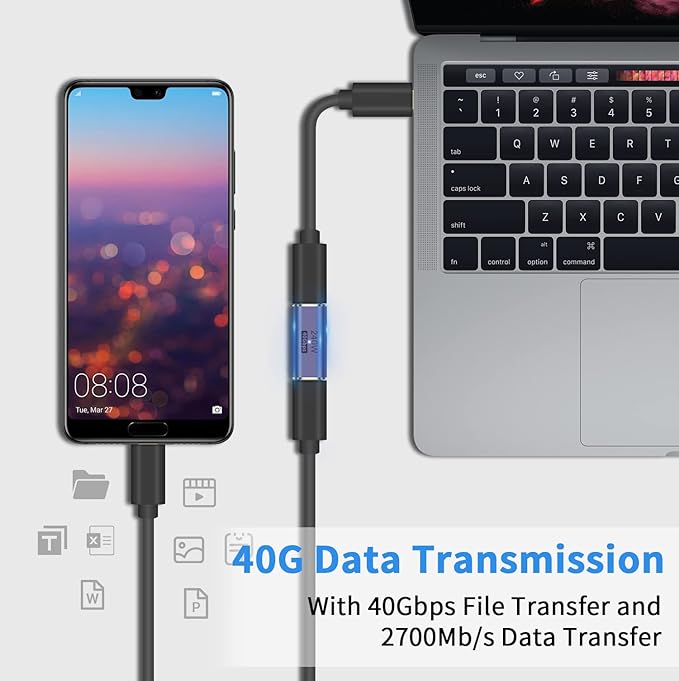 Poyiccot USB C Female to Female Adapter, USB C Coupler 240W Power Delivery, 40Gbps Type C Extender Adapter with 8K@60Hz Video Compatible for iPad, MacBook,Thunderbolt 4/3, (2Pack)