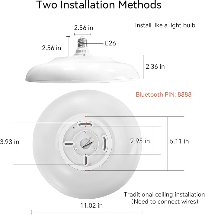 Smart Waterproof LED Flush Mount Ceiling Light Fixture,with Bluetooth Speaker,11 Inch,18 watt,Dimmable Music Lamp,RGB Color Changing Light with Remote Control,for Bathroom,Shower,Bedroom