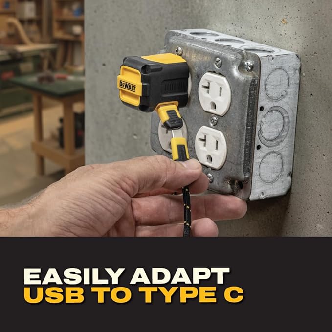 DEWALT Heavy Duty USB-C Female to USB-A Male Adapter 4 Pack w/Case – Fast Charging 3.0 Converter 5Gbps Data Transfer, Compact Durable USB to USB-C Adapter for Laptops iPhone Samsung Android Devices