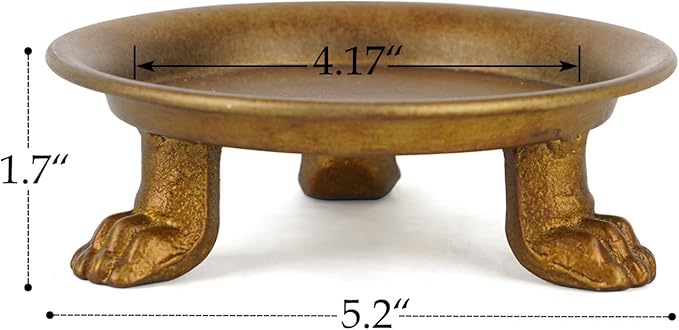 NIKKY HOME Gold Decorative Iron Plate Candle Holders Set of 2, Vintage Pillar Candlestick Stand Base Tray for LED & Wax Candles, Incense Cones, Spa, Weddings