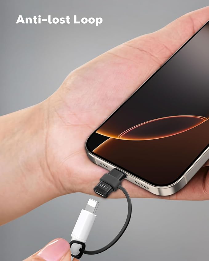 MoKo 36W Lightning to USB C Adapter for iPhone 17 Air 16 15 Pro Max Plus Galaxy,iPad -NOT for EarPods/Headphones/OTG, 4Pack USB-C to Lightning Adapter ONLY for Fast Charging/Data Sync, Black