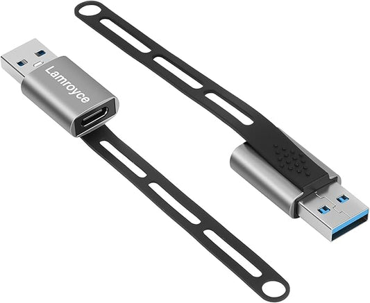 USB 3.0 to USB C 3.1 Adapter 2 Pack, Portable USB Type-C Female to USB A Male Converter Connector, with Lanyard Keychain Support fast charging and 5Gbps data transfer for iPhone17/16 Series,Galaxy S25