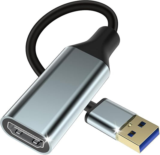 Herfair USB to HDMI Adapter, USB 3.0 A Male to HDMI Female Converter for Laptop/PC to 1080P Monitor TV Screen Projector, Support MacOS & Windows 11/10/8.1/8/7, Driver Install Required