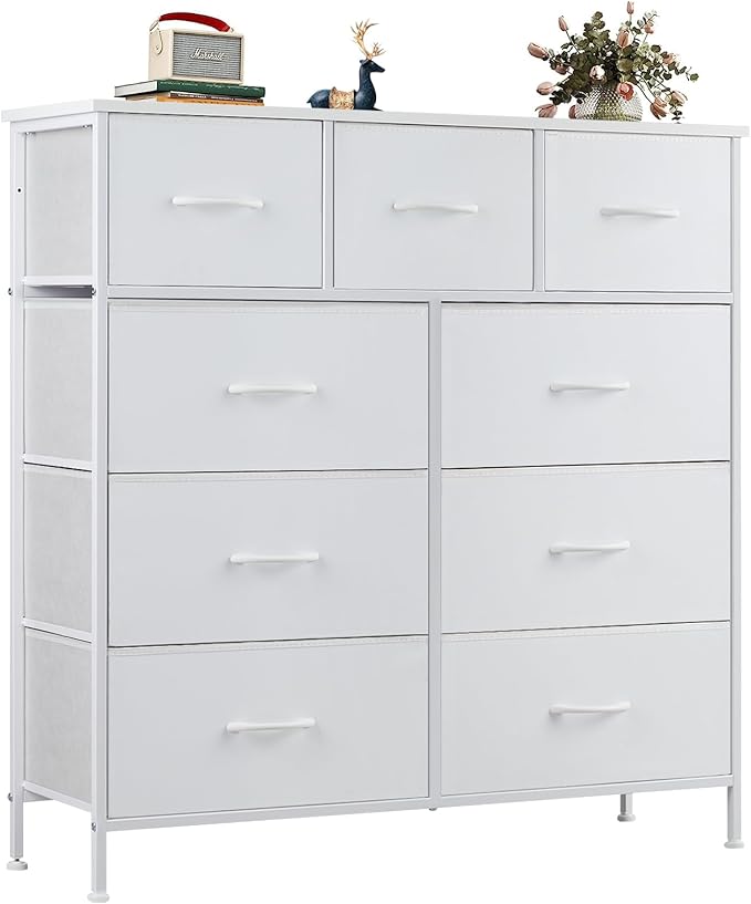 OLIXIS Dresser for Bedroom with 9 Drawers, Tall Fabric Dresser for Storage and Organization, Bedroom Dressers, Chest of Drawers for Living Room, Closet
