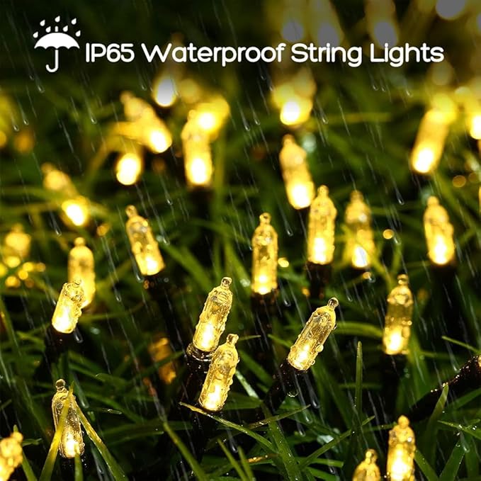 LYHOPE Battery Christmas Lights, 2Pack Total 66ft 200 LED Christmas Lights Waterproof 8 Modes Battery Operated String Light for Outdoor & Indoor, Xmas Tree, Wreaths, Holiday Decoration (Warm White)
