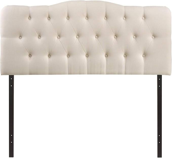 Modway Annabel Tufted Button Linen Fabric Upholstered Full Headboard in Ivory