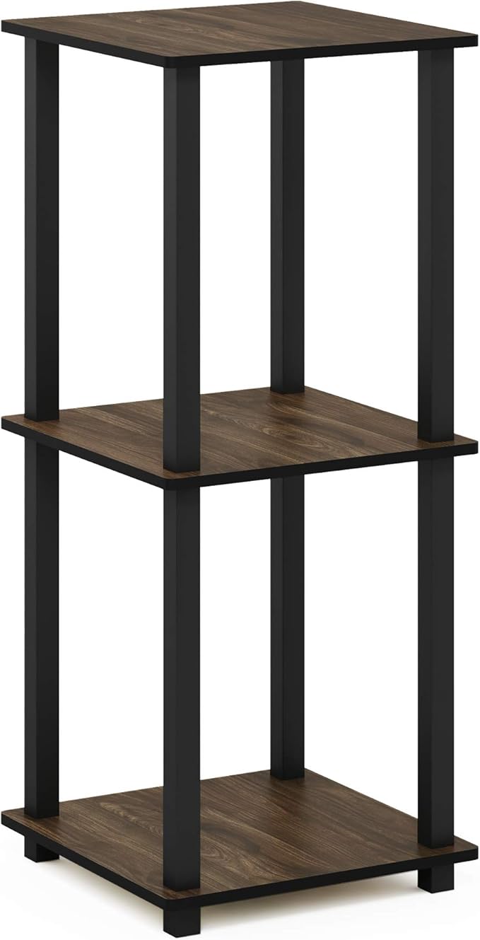 Furinno SIMPLISTIC Side Table Set of 2, 2-Tier End Table, Nightstand, Night Stand, Bedside Table, Easy Assembly, for Living Room, Bedroom, Columbia Walnut
