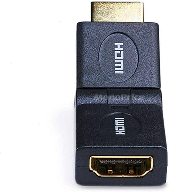 Monoprice HDMI Port Saver Adapter - Male to Female, Swiveling, Up to 90 Degrees Adjustment, Gold Plated, 3 Inches, Black