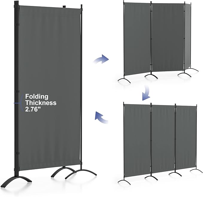 Morngardo Room Divider Folding Privacy Screens 3 Panel Partitions Dividers Portable Separating for Home Office Bedroom Dorm Decor
