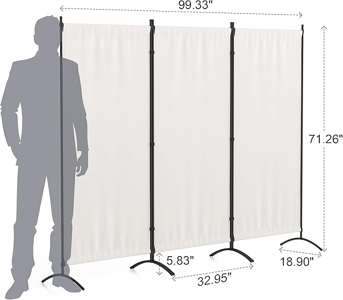 Morngardo Room Divider Folding Privacy Screens 3 Panel Partitions Dividers Portable Separating for Home Office Bedroom Dorm Decor
