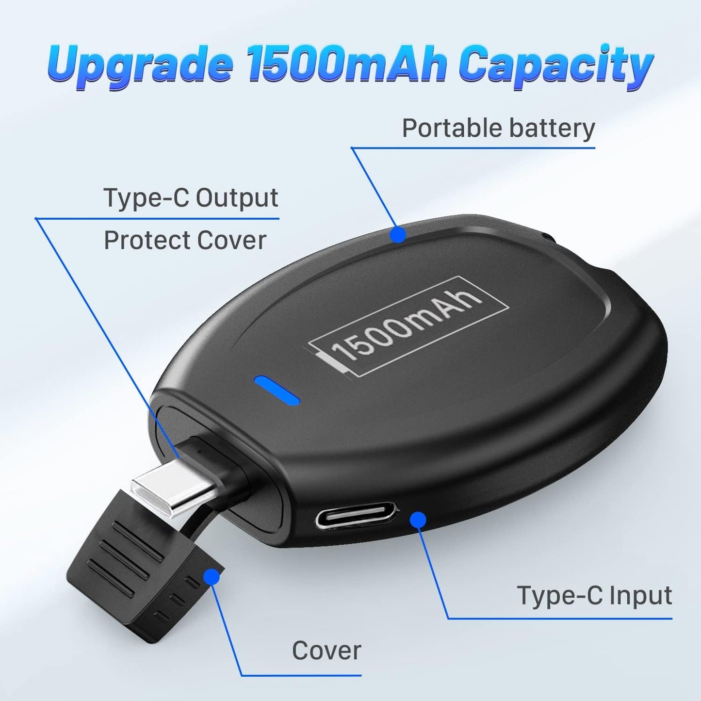 Mini Keychain Portable Charger for iPhone, 2024 Upgraded Power Emergency Pod