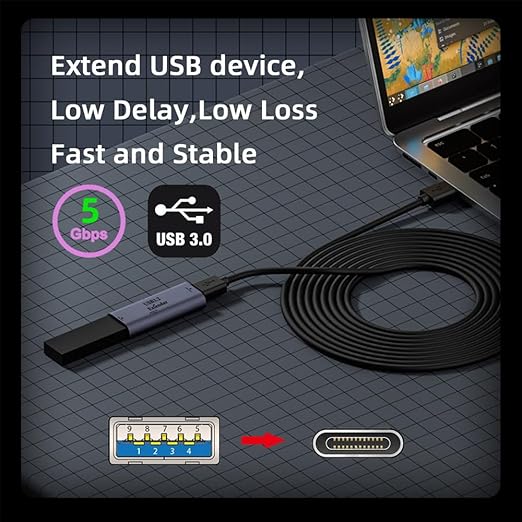cablecc Active Repeater USB 3.0 Adapter Type-A Female Host to Type-C Female Device Extender with Chipset for Camera Printer Computer