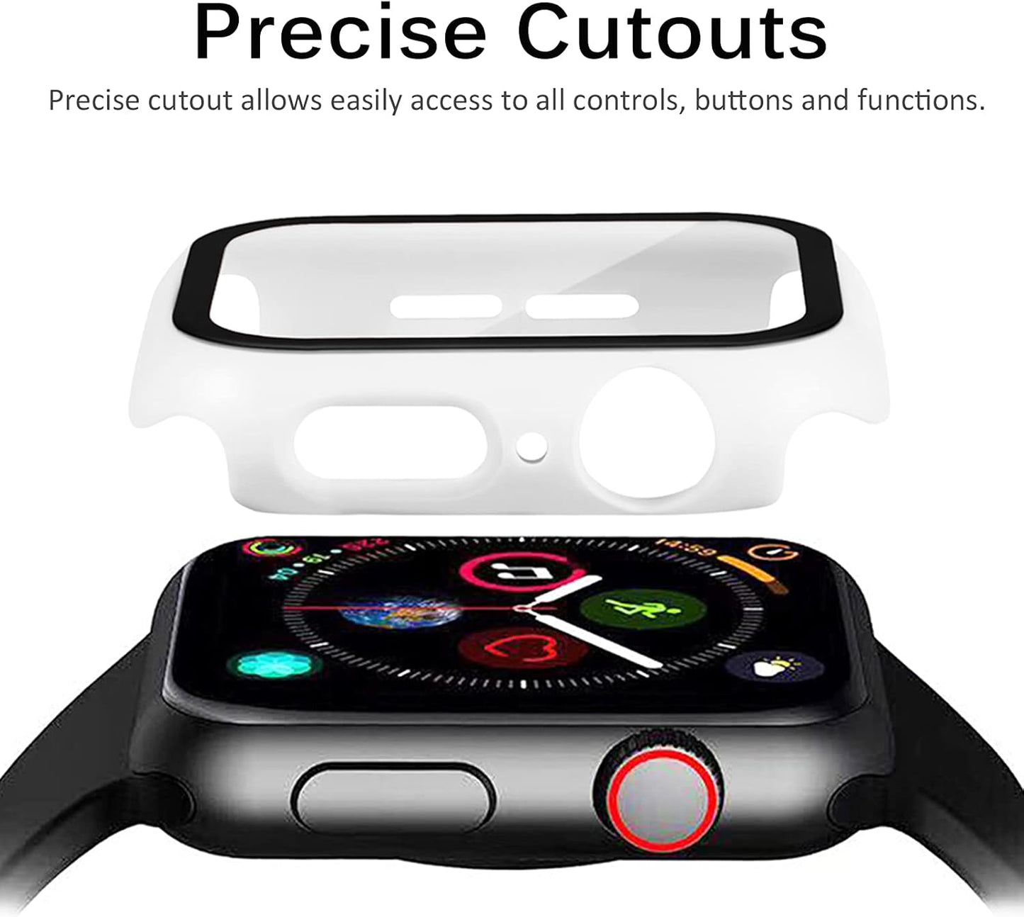 Miimall Compatible for Apple Watch Series 3 38mm Case with Screen Protector, Anti-Scratch Shockproof Hard PC Bumper