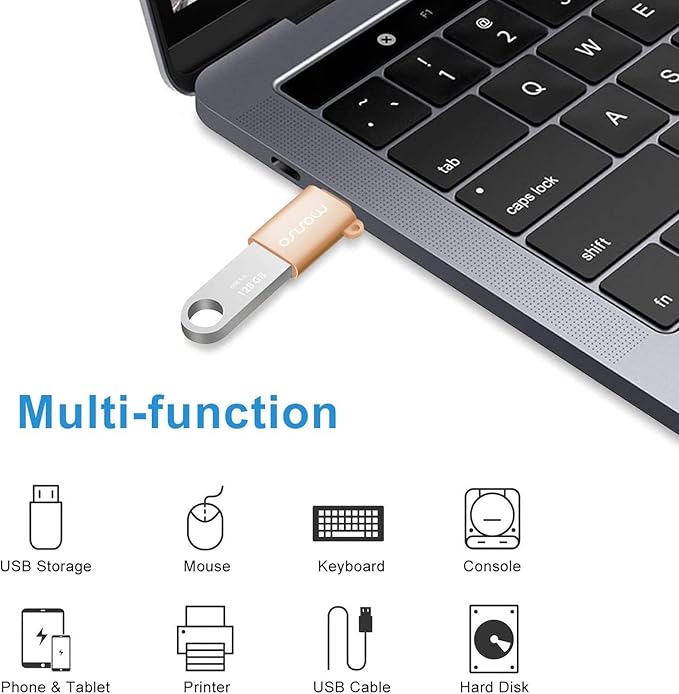MOSISO USB C to USB Adapter 2 Pack,USB Type-C to USB Connector,Thunderbolt 3 to USB 3.0 Converter OTG Compatible with MacBook Pro 2024-2016/Air 2024-2018/Laptop/Tablet/More Type-C Devices, Gold