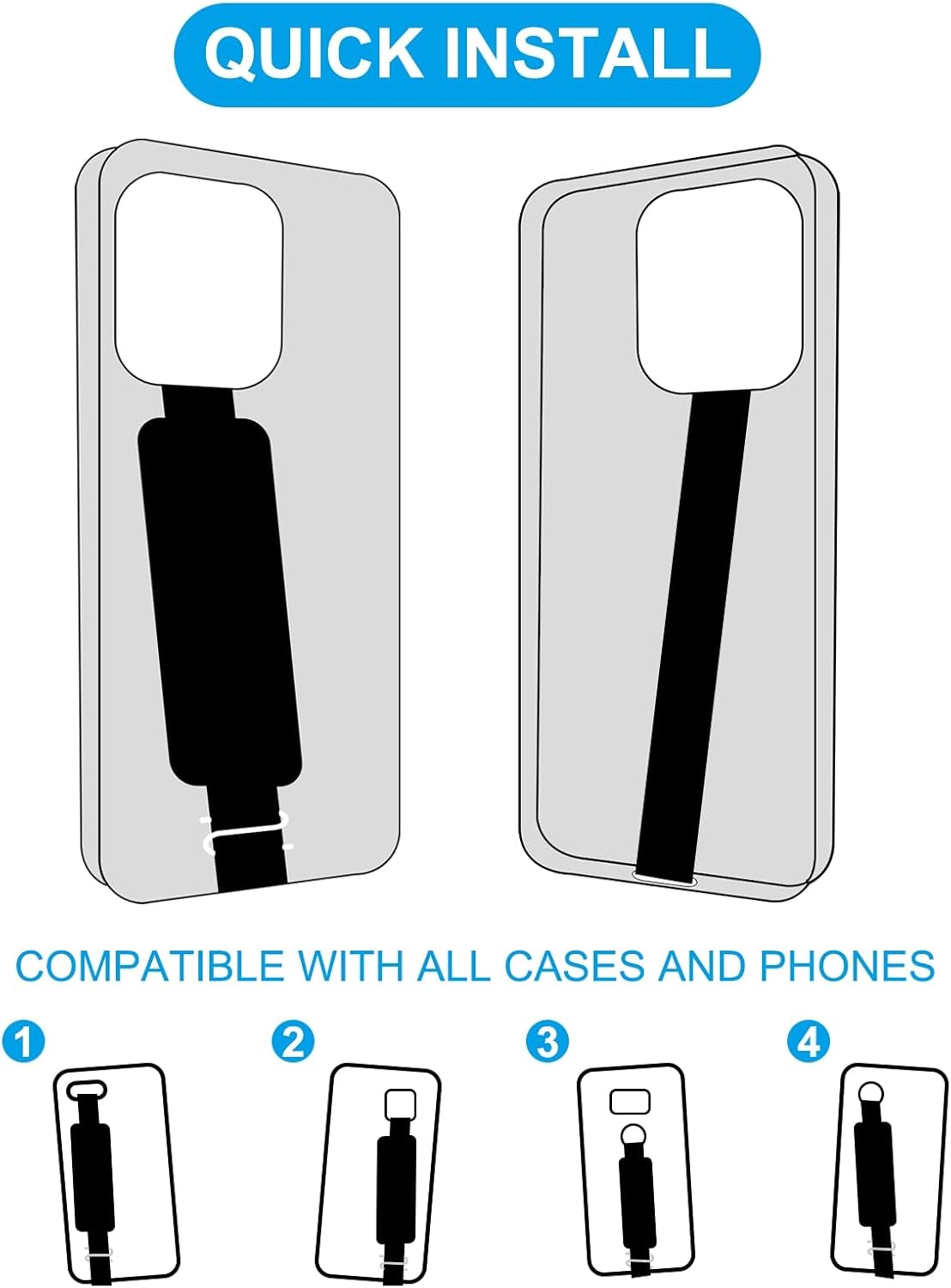MECCANIXITY Phone Grip Strap, Portable Wrist Strap Silicone Elastic Cord with Handle for Phone Case, Mint Green