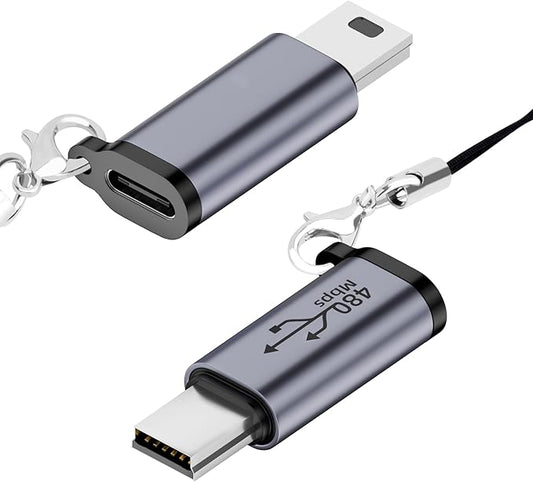 USB C to Mini USB Adapter (2 Pack), Type C Female to Mini USB Male Convert Connector, USB Mini to USB C Adapter Compatible with Digital Cameras, Computer, GPS