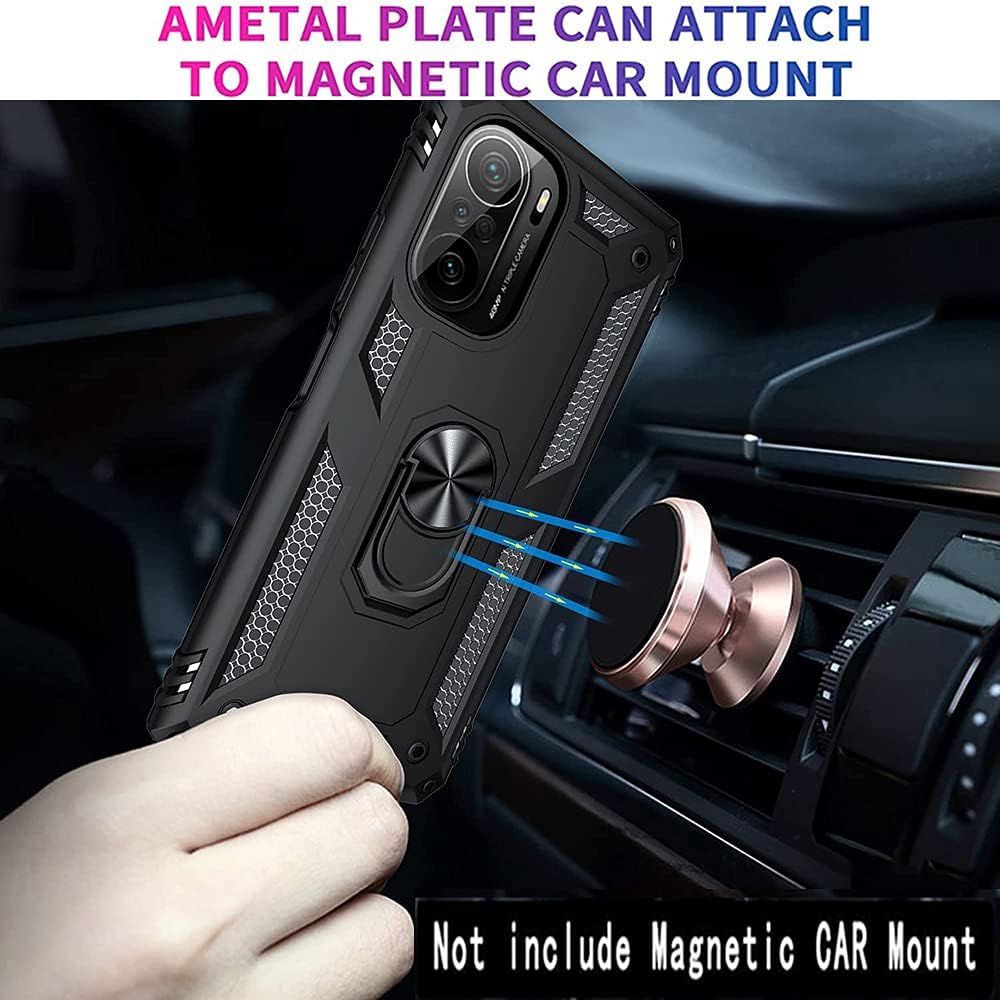 for Xiaomi Poco F3 Case/Redmi K40 Case/K40 Pro Case with Glass Screen Protector [2 Pack], Heavy Duty Dual Layer Armor