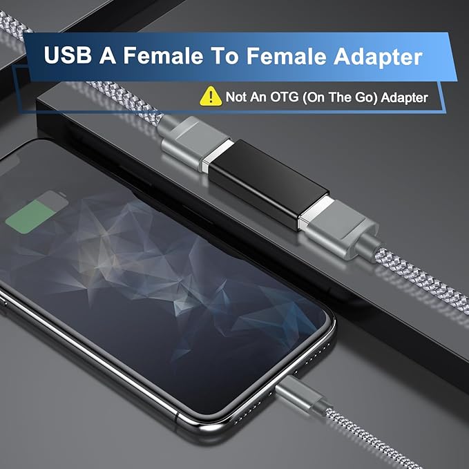 Basesailor USB Female to Female Adapter (3-Pack), USB 3.0 to Type A Female 3.0 Cable Coupler for Connecting Two Male Ends Cord, Extension Connector (Black (Upgraded))