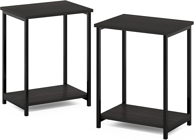 Furinno Simplistic Metal Frame End Table, 2-Pack, Espresso