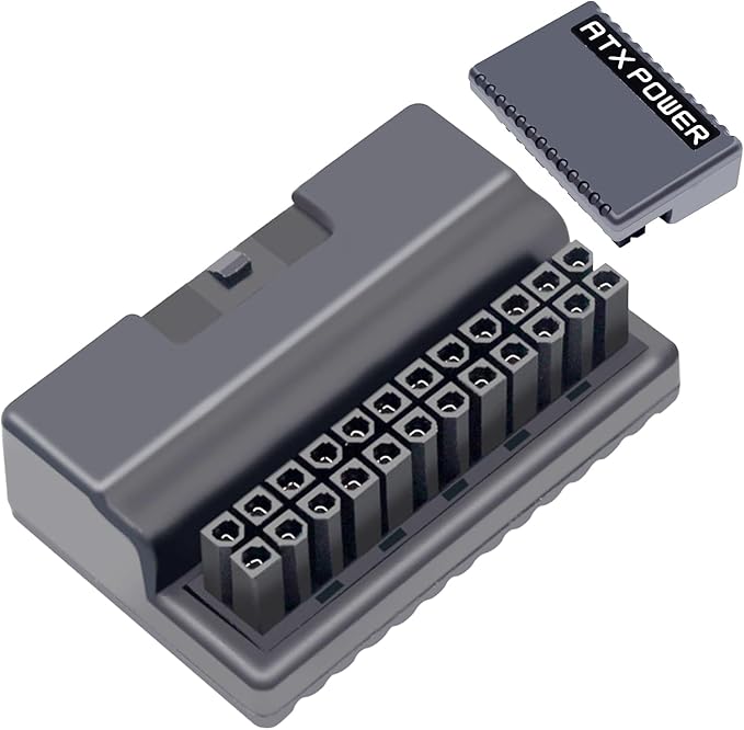 ATX 24 Pin 90 Degree Adapter – Right Angle Male to Female Motherboard Connector for Improved Cable Management, Black