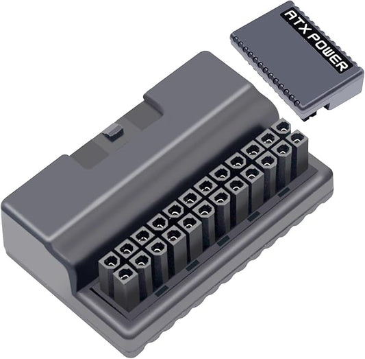 ATX 24 Pin 90 Degree Adapter – Right Angle Male to Female Motherboard Connector for Improved Cable Management, Black