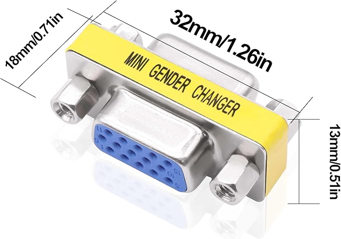 DB15 VGA Gender Changer Solderless Connector Female to Female Adapter D-SUB HD 15 Pin Serial Cable Coupler for PC Monitors Projectors-4pcs