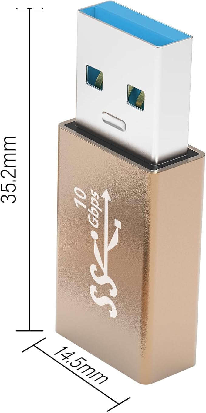 3Pack USB Coupler Male to Female USB 3.0 Type A Adapter Superspeed 10Gbps USB Port Extension Connector Bridge Compatible with Laptop Computer Hard Drive Printer Camera, Gold