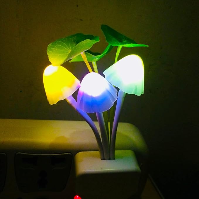 AUSAYE Plug in Night Light, Lotus Leaf Style Mushroom Light LED Nightlights for Kids, Adults, Bedroom, Bathroom,Hallway, Stairs, Kitchen Pack of 6