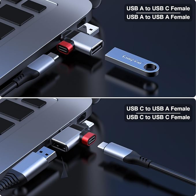USB to USB C Adapter, USB C to A Adapter, USB a to c adapters for iPhone 17 16 15,MacBook Pro,Mac,iPad Air,Thunderbolt 4 3 Converter, 2 in 1 USB OTG Adapter (4-Pack)