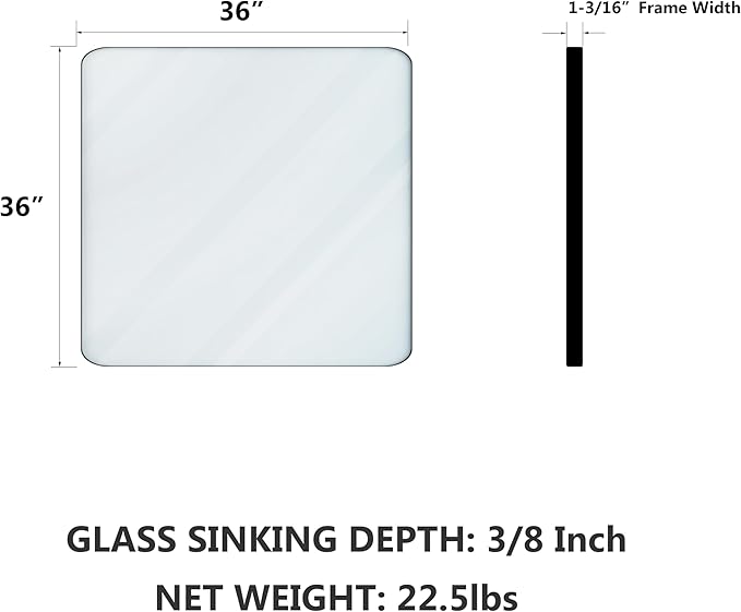 VocalStar Black Bathroom Mirror for Wall, 36 x 36 Inch Rounded Rectangle Metal Framed Bathroom Wall Vanity Mirror Farmhouse, 1/4-inch Shatterproof Glass | Ultra-Flush Hanging