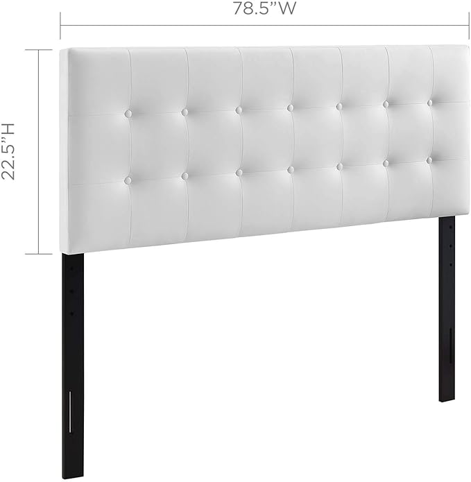 Modway Emily Tufted Button Faux Leather Upholstered King Headboard in White