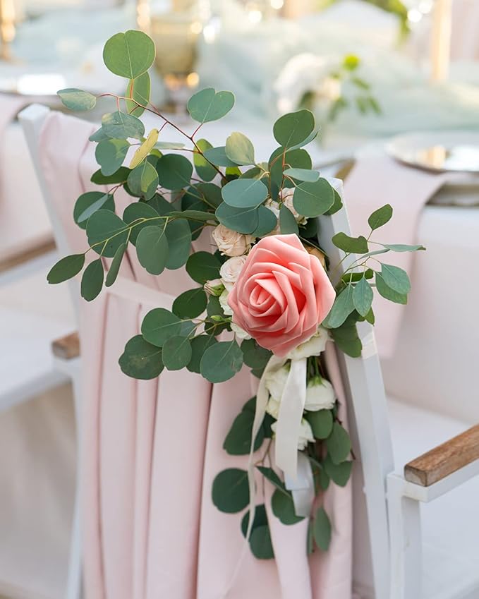 JOYLEX Artificial Flowers Realistic Roses, 25pcs Pink Real Looking Fake Roses with Stem for DIY Wedding Bouquets Centerpieces Bridal Shower Party Home Romantic Decorations (25pcs, Pink)