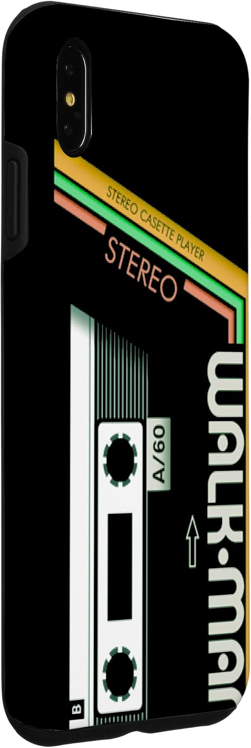 iPhone XS Max Vintage Walkman Retro Music Cassette Case, 80s 90s Style
