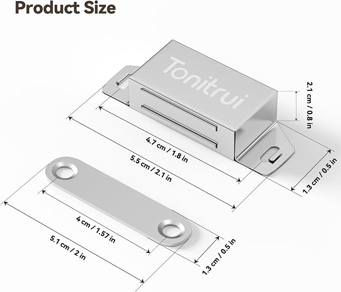 Cabinet Door Magnet, Flat Bottom Cabinet Magnetic Catch with Adhesive, Easy to Install,Only Takes 1 Minute,35lb Magnetic Cabinet Door Drawer Latch(Sliver, 12Pack)