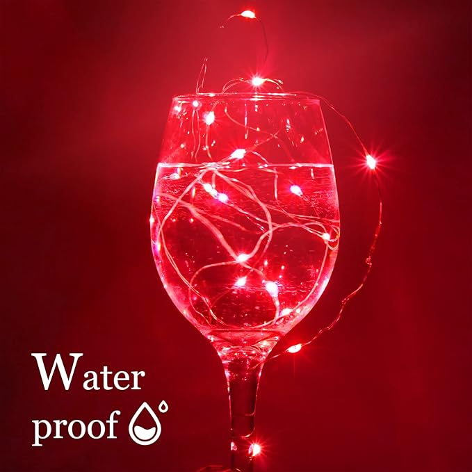 15 Packs 20 Led Red Fairy Lights Battery Operated 6.6ft Silver String Lights Waterproof Firefly Starry Light for Bedroom Dorm DIY Table Centerpieces Halloween Christmas Party Decor