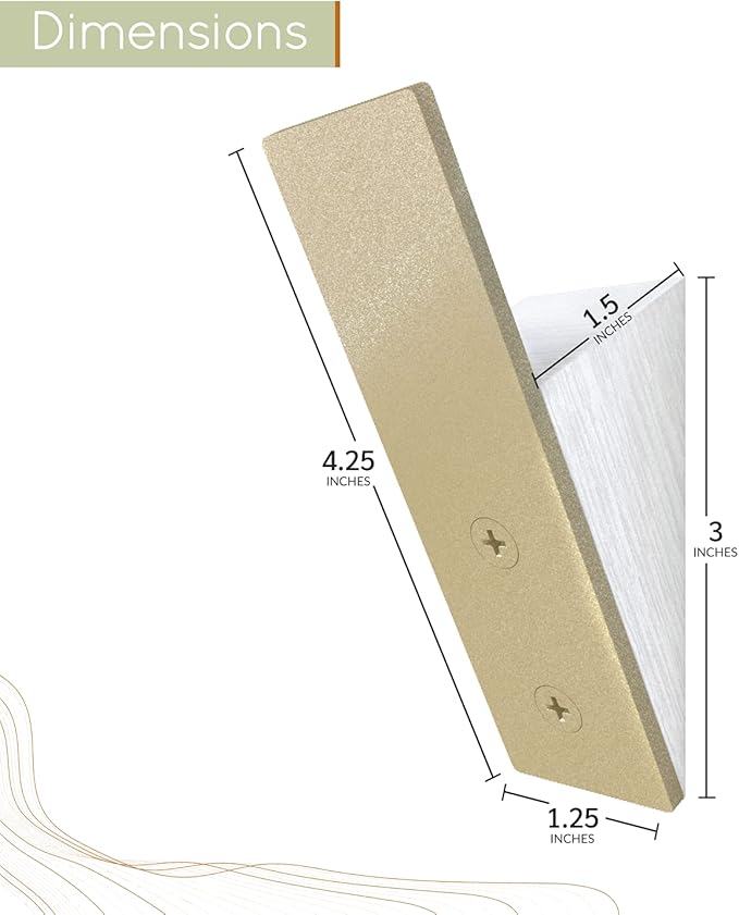 Homeforia Gold Wall Coat Hooks, High End White Wood & Gold Metal Wall Mounted Clothing Hook, Mid-Century Modern Clothes Hooks, Heavy Duty Wooden Hook for Hanging Coats, Hats, Towels & More, Set of 6