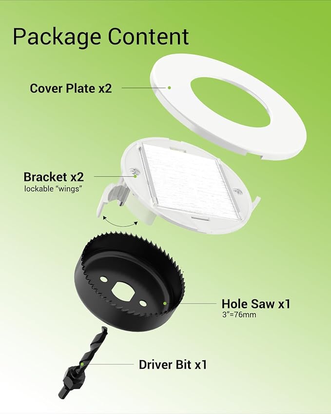 in Wall Cable Management Kit for Wall Mounted TV, Slim Round Wall Cable Pass Through with Hole Saw Drill Attachment for Easy Installation, White 2-Pack