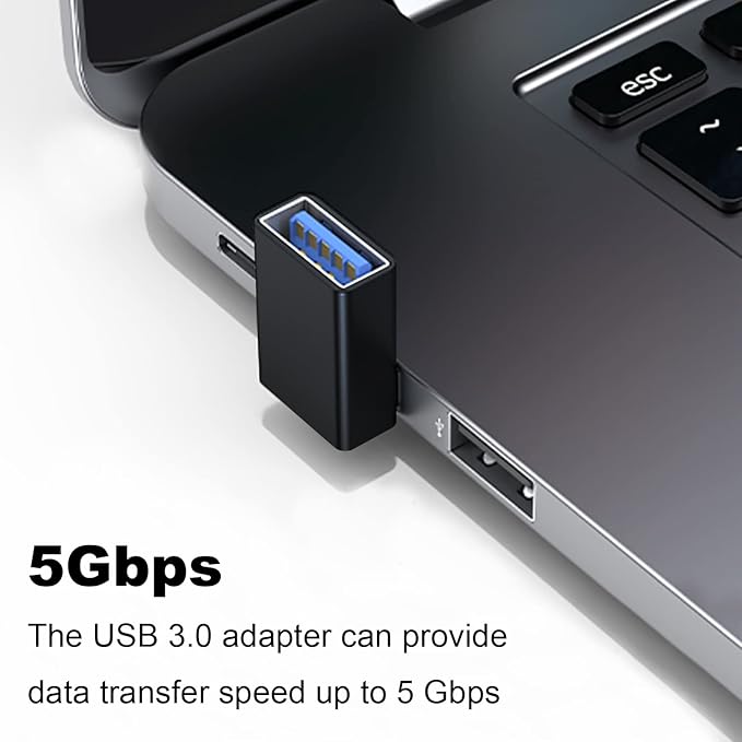 AreMe 90 Degree USB 3.0 Adapter 2 Pack, Upward Angle USB A Male to Female Converter Extender for PC, Laptop, USB A Charger, Power Bank and More (Black)