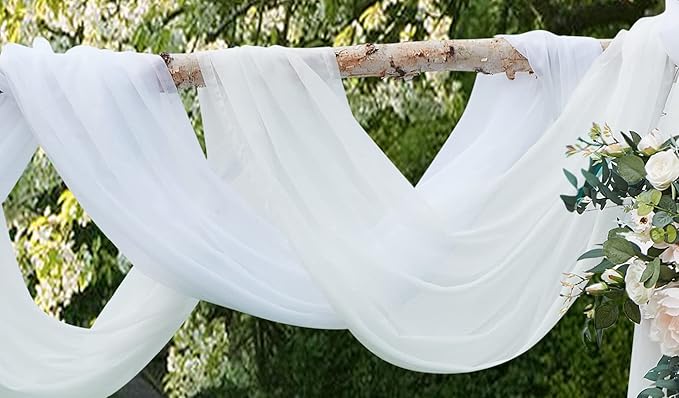 LinenZone White Window Scarf Valance in 288 Inch Size. Use Window Scarves as Canopy Bed or Backdrop Curtains, Curtain Scarf, or Sheer Fabric for Draping. (Amazing 55 x 288, White)