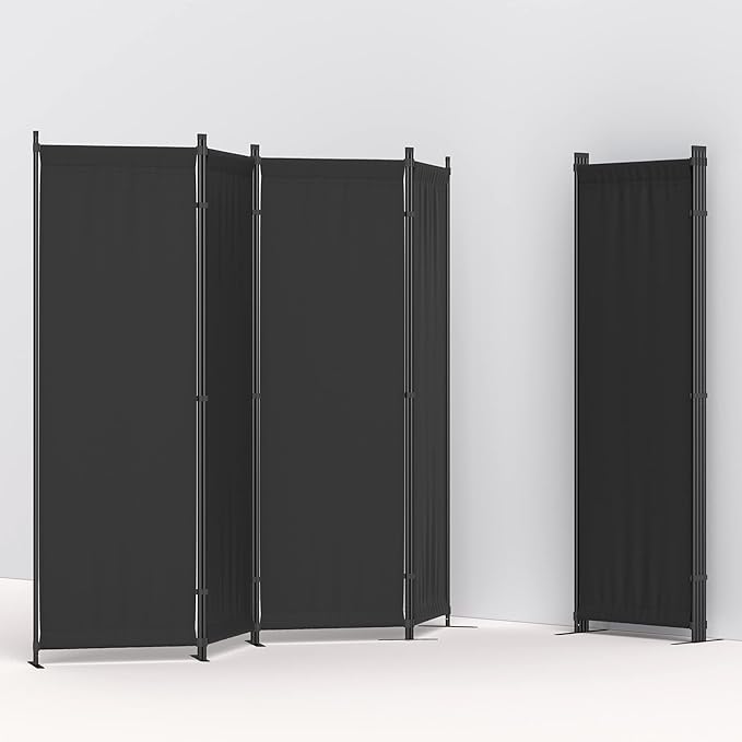 Morngardo Room Divider, Folding Privacy Screens, 4 Panel Room Partitions, 88" Foldable Wall Dividers, Portable Separating for Home Office Bedroom Dorm Decor (Black)
