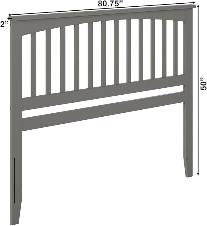 AFI, Mission King Solid Wood Headboard with Attachable Charger, Grey