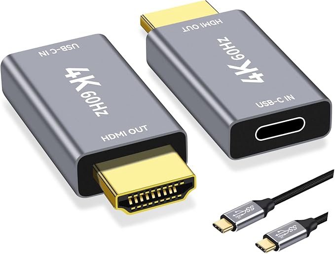 USB C Female to HDMI Male Adapter with 3.3FT USB Video Cable, 4K@60Hz Uni-Directional USB Type C Source to HDMI 2.0 Display Converter Thunderbolt 3/4 to HDMI for i-/Phone 17, MacBok, Galaxy - 1 Pack