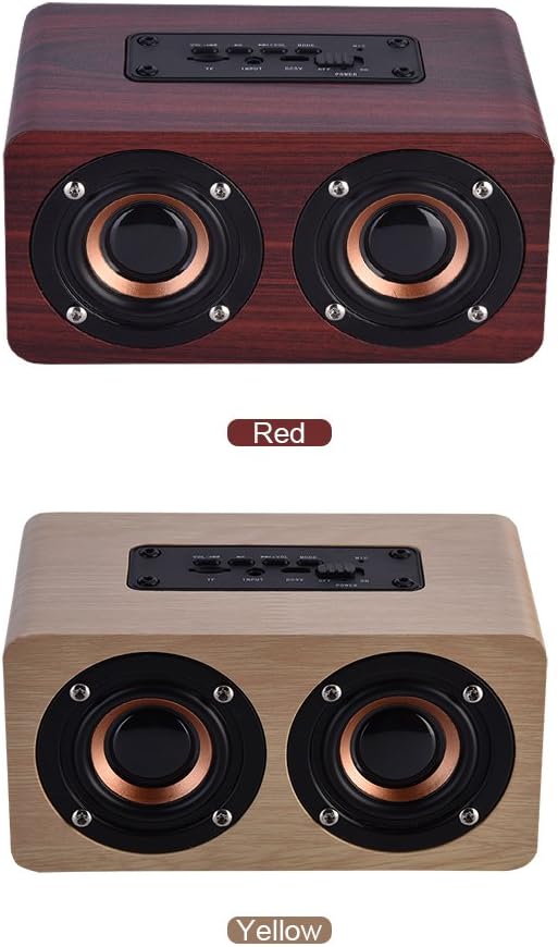 Zerone Wooden Bluetooth 4.2 Speaker, Portable Mini Multimedia Music Speakers with 2 Horns, Superior Sound Quality (Red