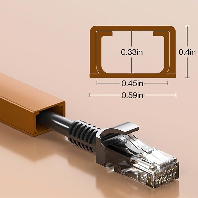 Yecaye Cord Hider, 113in Brown Cord Covers for Wires on Wall, One-Cord Cord Organizer, Easy Install Cable Management Kit, Cord Cover Home Office, W0.59in H0.4in, Brown