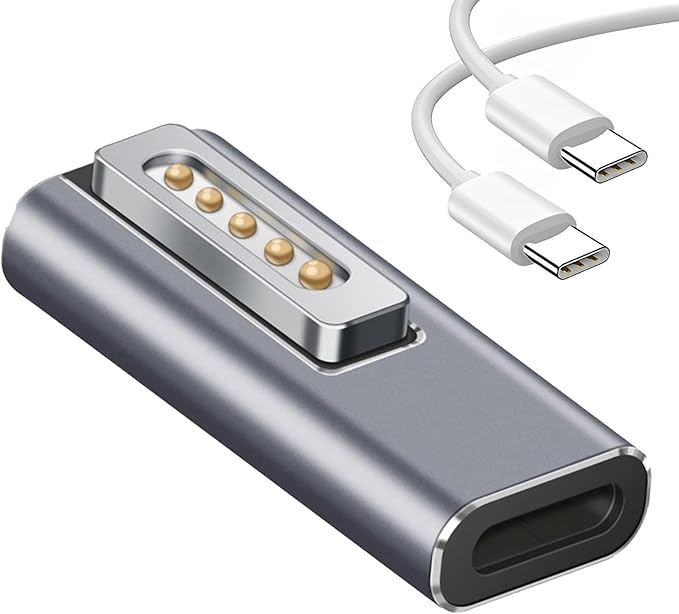 Magnetic USB C to Magnetic 2 Male to Female Adapter Safe 2 PD 100W Power Fast Charging Converter for 2013-2015 MacBook Pro Air with 100W/5A USB C Cable (1.5M)