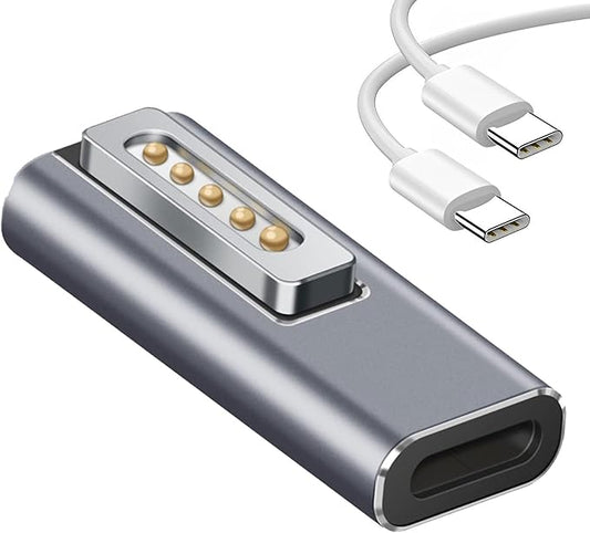 Magnetic USB C to Magnetic 2 Male to Female Adapter Safe 2 PD 100W Power Fast Charging Converter for 2013-2015 MacBook Pro Air with 100W/5A USB C Cable (1.5M)