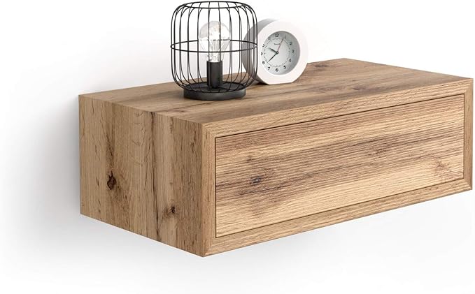 Mobili Fiver, Riccardo Floating nightstand, Rustic Oak, Made in Italy