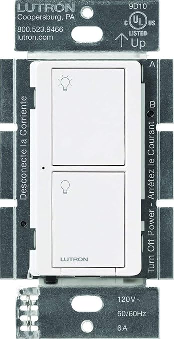 Lutron Caseta Original Smart Light Switch (Lutron Smart Hub Required), for Home, LED Lights, and Fans, 6 Amp, Single-Pole/3-Way, Neutral Required, PD-6ANS-WH, White (8-Pack)