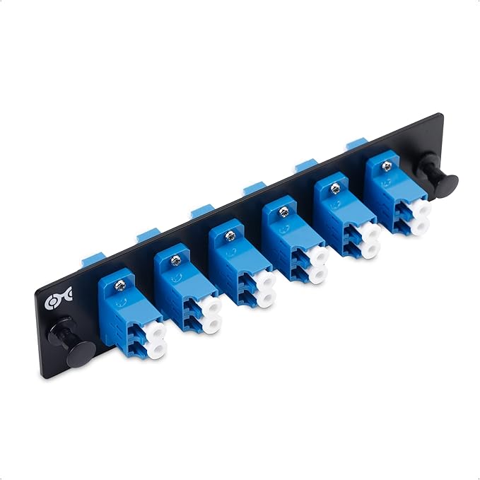 Cable Matters 12 Fibers LC to LC OS2 Single Mode Fiber Patch Panel with 6 x LCLC UPC Duplex Fiber Optic Adapters - LGX Compatible
