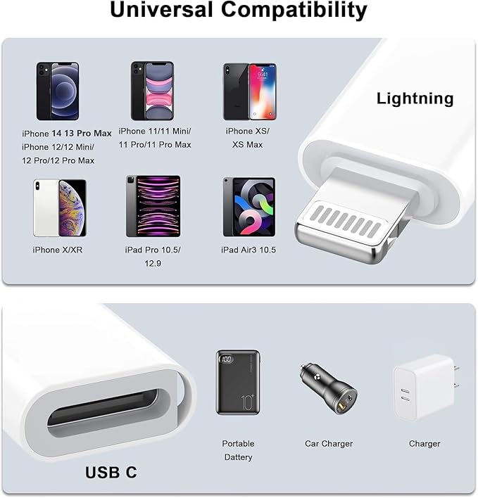 2Pack Lightning Male to USB C Female Charging Adapter,[MFi Certified] Type C Charging Support Data Transmission Call Audio Connector Dongle for iPhone 14/13/12/11/8/7/XS/Plus/Pro Max/6/5 iPad No Call